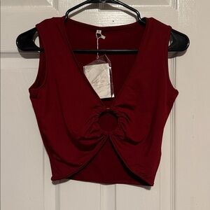 Amazon Fashion Red Crop Top with Ring Accent